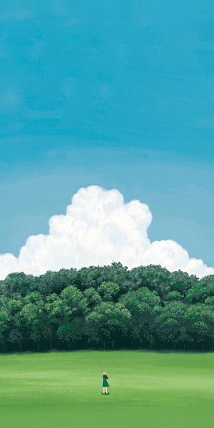 Ground, Grass, Clouds, Minimalism, Simple Background, Sky, Hat, Forest, Trees Wallpaper Background