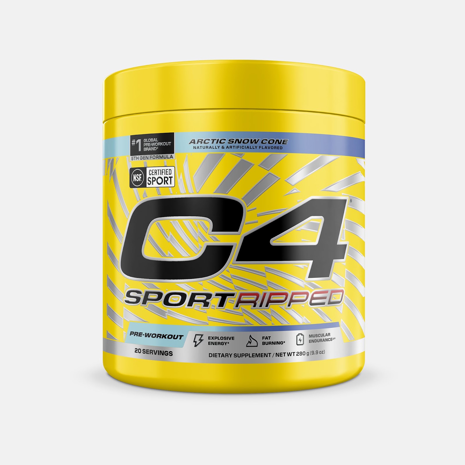 C4 Sport Ripped Pre-Workout — Arctic Snow Cone, 20 Servings
