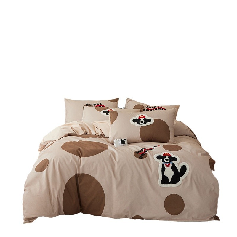 Long-staple cotton bedding set, 4 pieces, brushed, modern