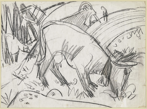 Grazing cow ca 1918