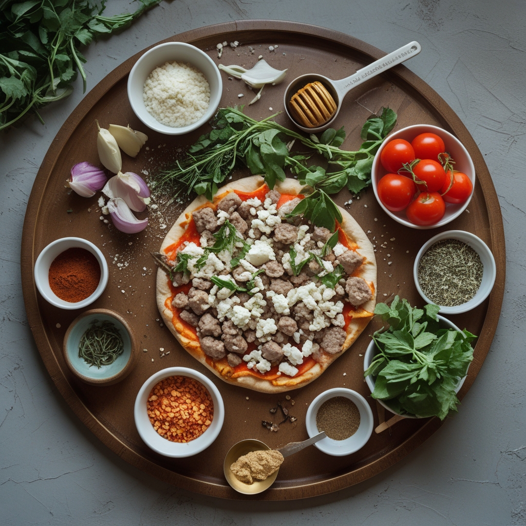 Ingredients for Easy Hot Sausage Feta Honey Pizza You’ll Make Again and Again – Quick & Delicious Homemade Meal