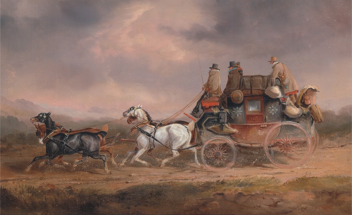 Mail Coaches on the Road  the Louth London Royal Mail progressing at Speed
