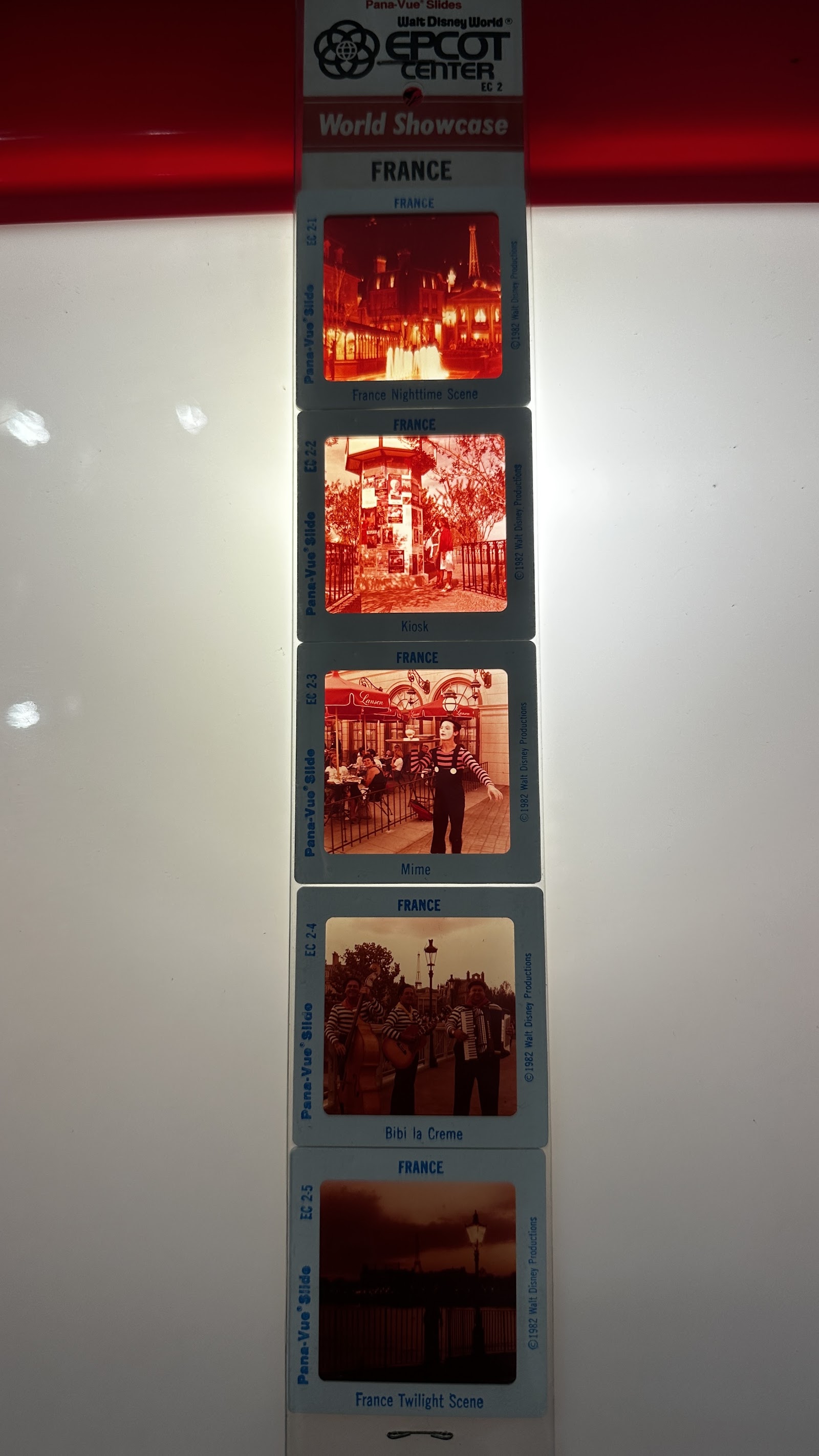 35mm photographic slides of the EPCOT Center World Showcase France Pavilion from opening year 1982, set EC 2