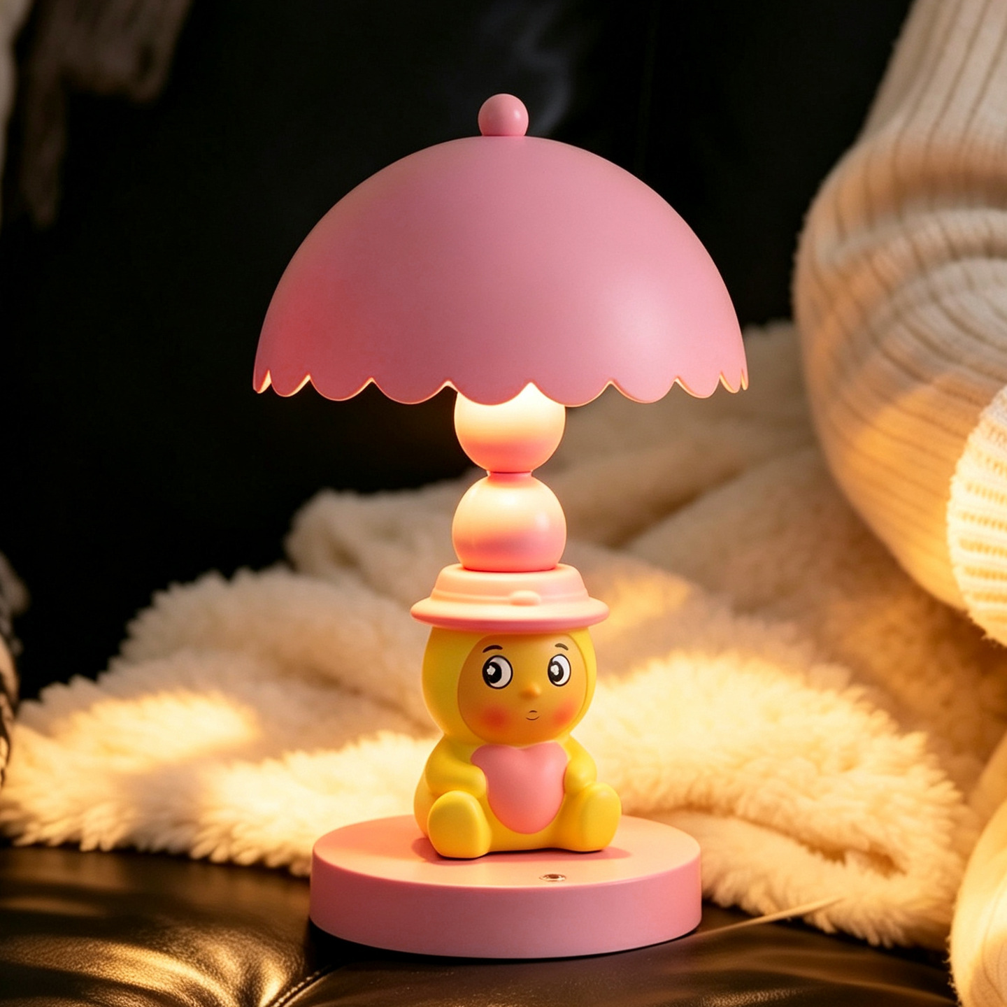 Cartoon table lamp with hat, children's room