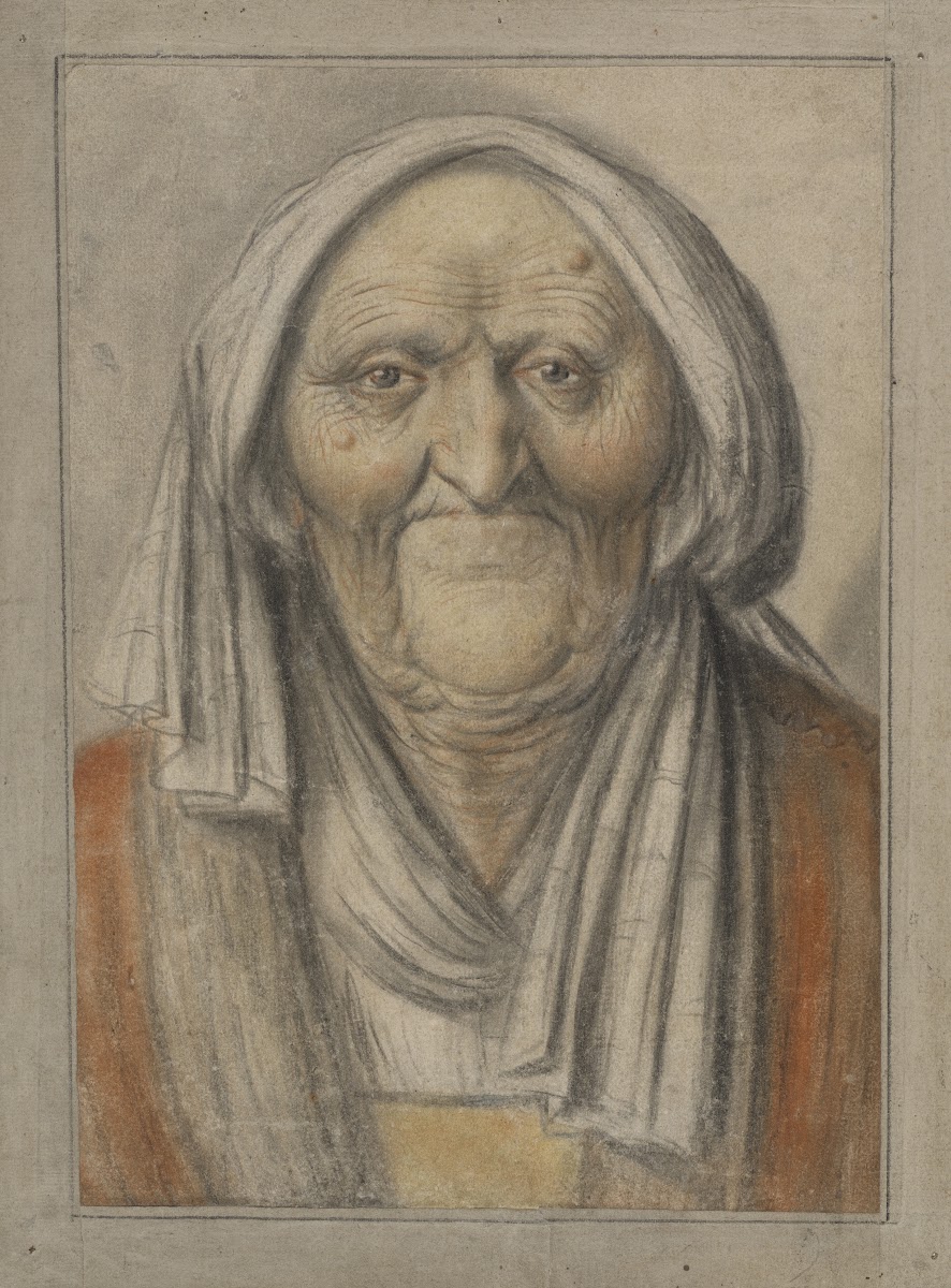 Bust of an Old Woman Wearing a Head Scarf c 1625