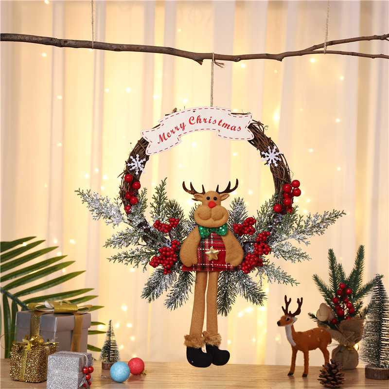 Weihnachtskranz mit Cartoon-Figur und Zweig-Optik