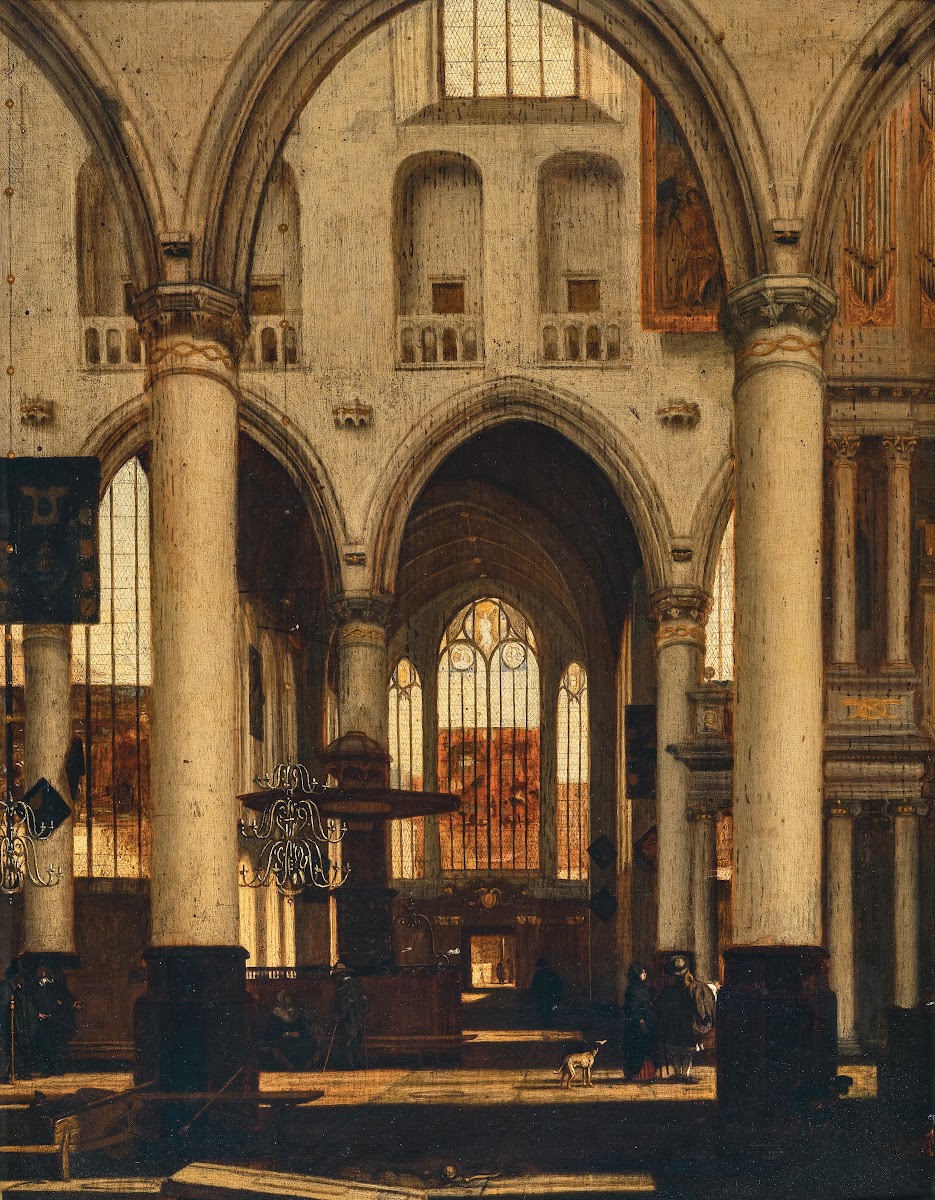 An interior of a Protestant Gothic church