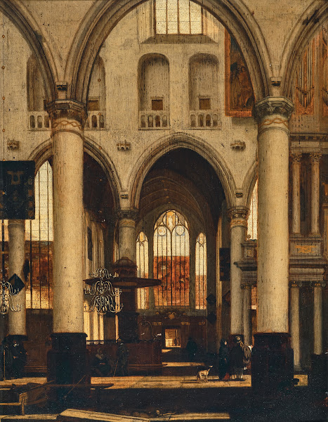 An interior of a Protestant Gothic church