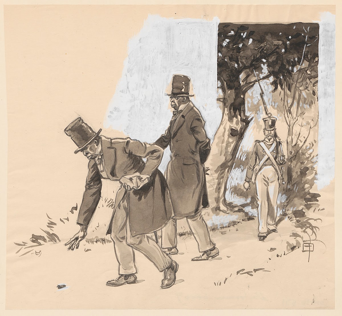 Chief Takori and his minister Seduh during their imprisonment at Kastellet in Co