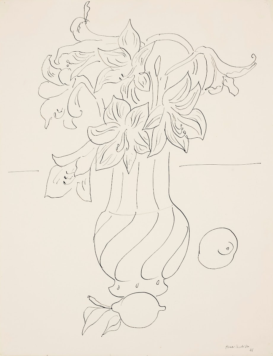 Vase De Fleurs Et Citrons Sur Un Entablement 1941