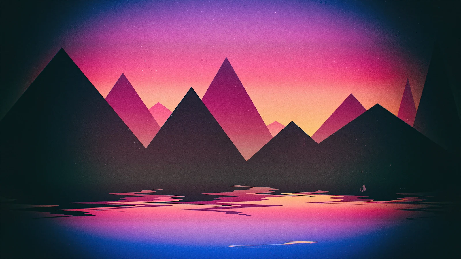 Mountains, Sunset, Lake, Gradient 4K Desktop Wallpaper Background [3840x2160] Free Download