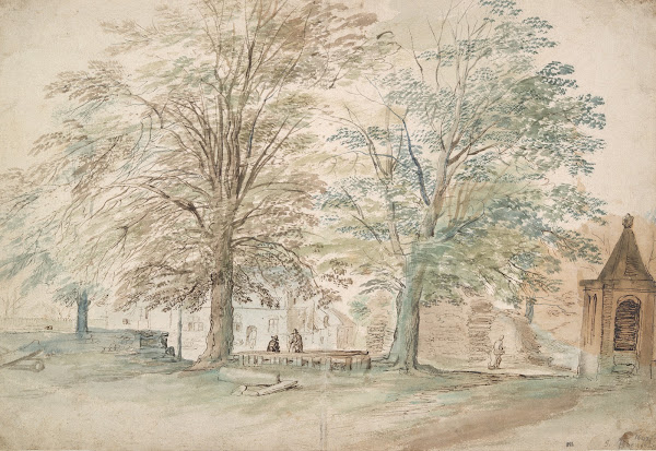 Village Meeting Place under Two OldTrees ca1612