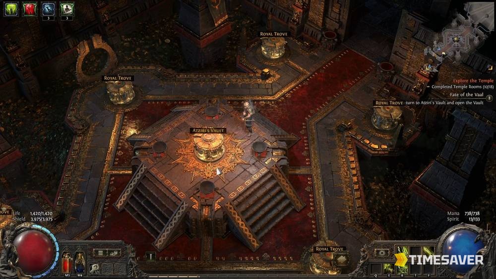 Atziri's Vault and the surrounding Royal Troves reward chests in Path of Exile 2