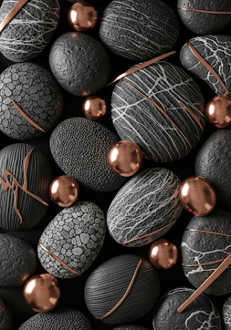 Black Textured Pebbles with Copper
