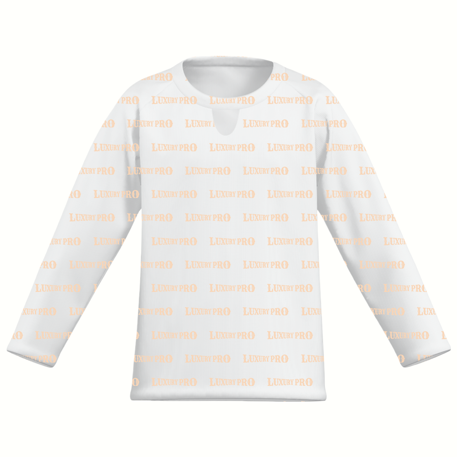 AOP V-neck hollow long-sleeved T-shirt