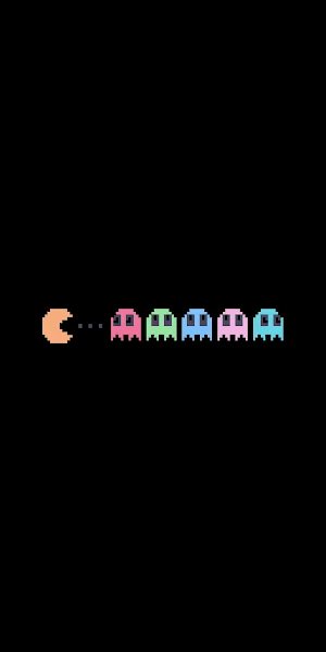 Pac-Man Chasing Pastel Ghosts 2K iPhone Wallpaper Background