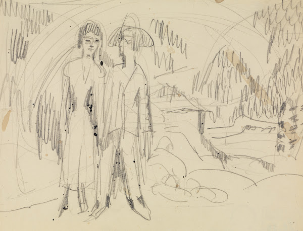 Bauernpaar vor Berglandschaft 1922