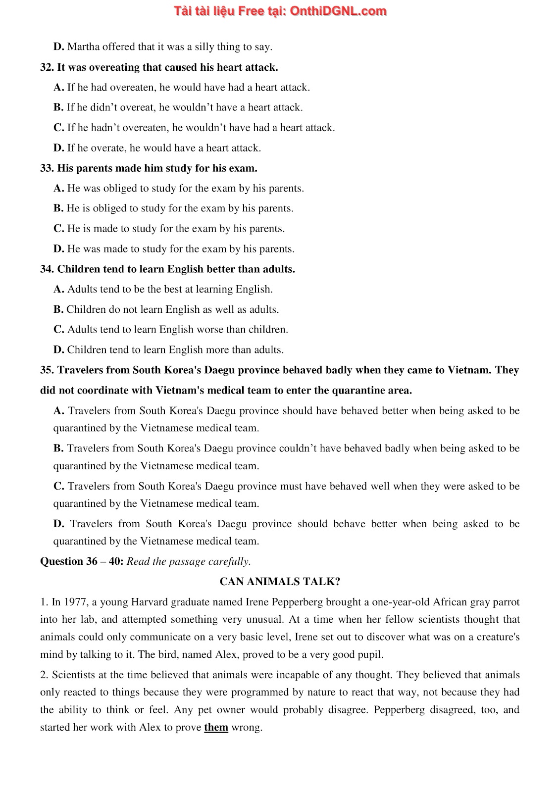 800 bài tập môn Tiếng Anh - Ôn thi ĐGNL ĐHQG TP HCM Phần 25