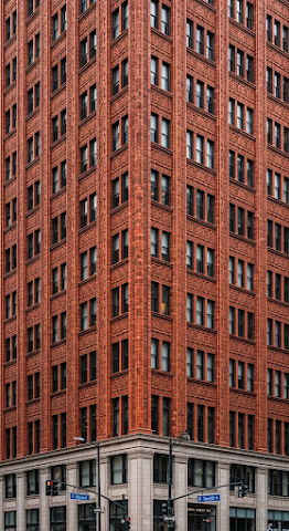 Ornate Orange Brick Skyscraper