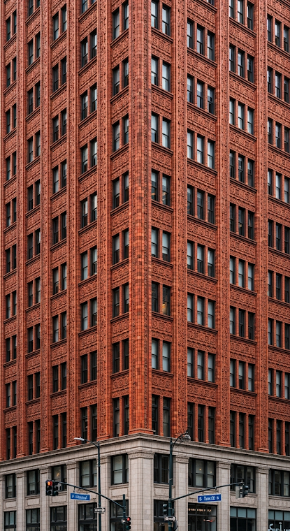 Ornate Orange Brick Skyscraper