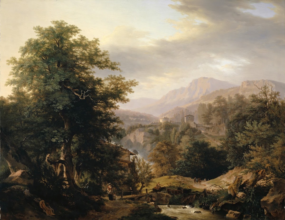 Mountainous Landscape with Staffage Figures and Stream 1801