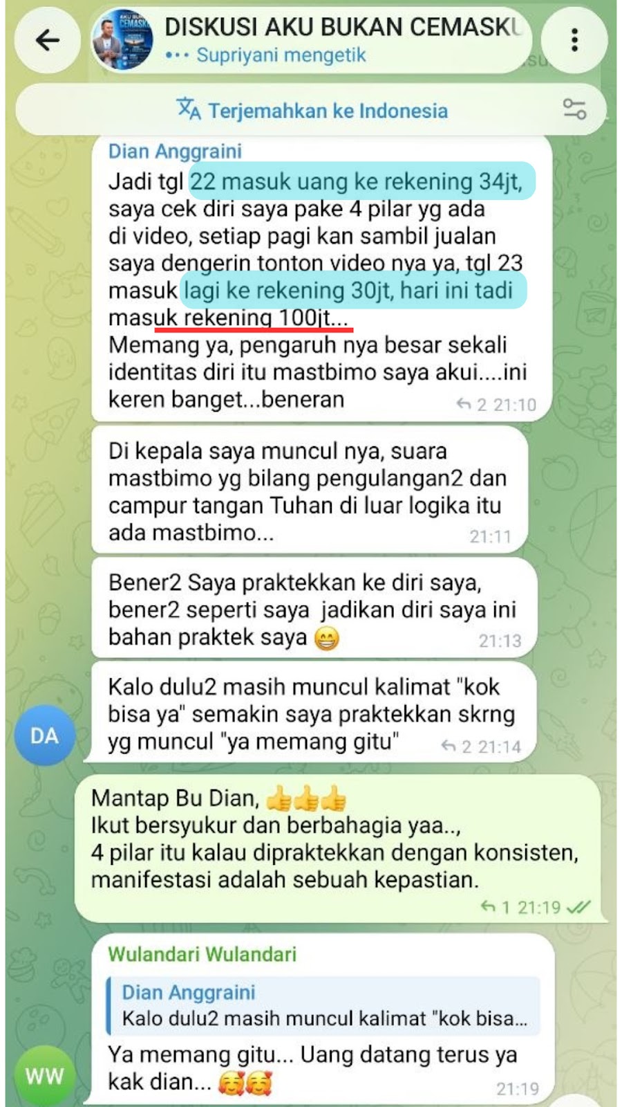 Kumpulan Bukti Testimoni Peserta