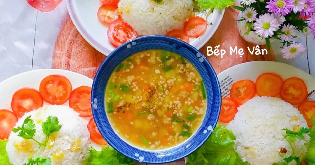 Cơm cánh gà chiên nước mắm,canh súp rau củ