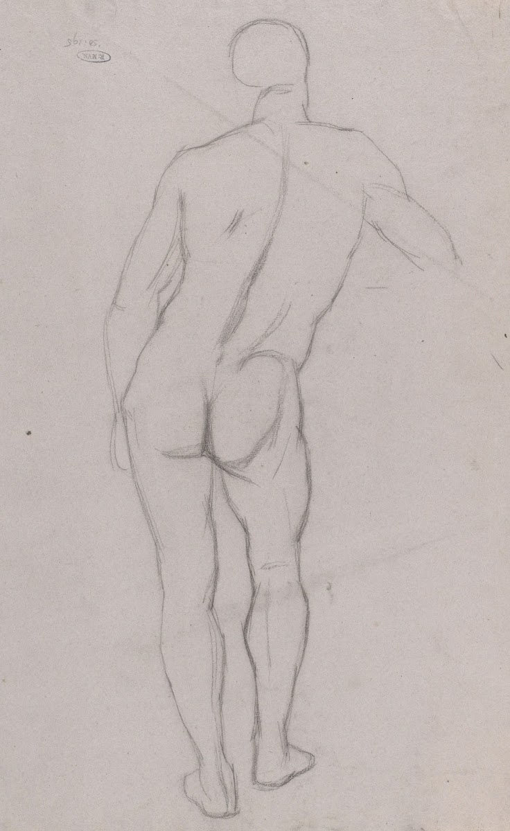 Schets van een mannelijk naakt van achteren 1848   1927