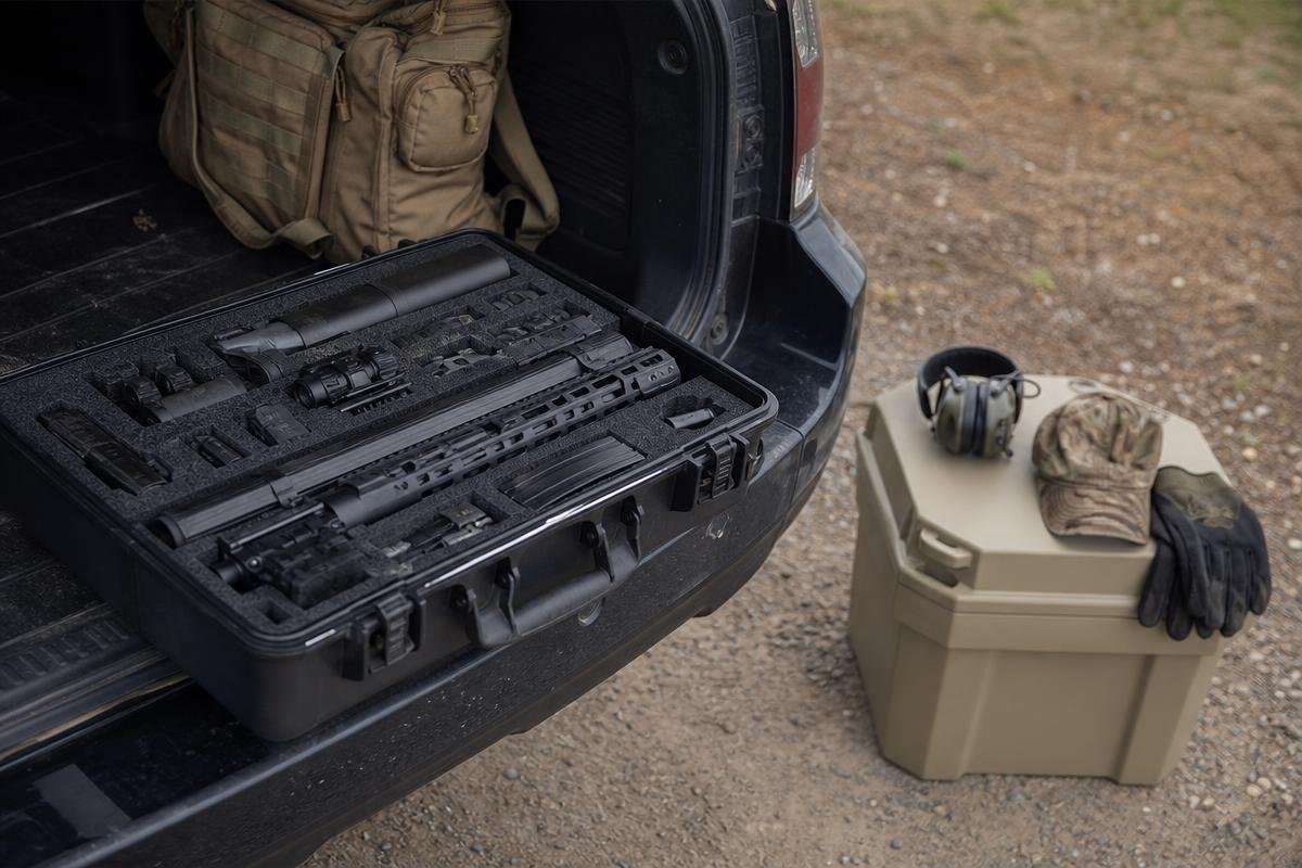AR-15 rifle case loadout for organized range transport