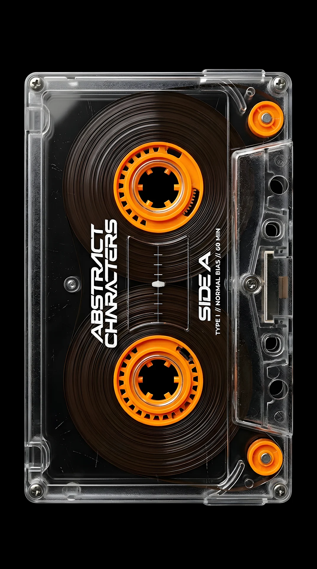 3D Render of a Vintage Transparent Orange Cassette Tape - Free 4K mobile Wallpaper