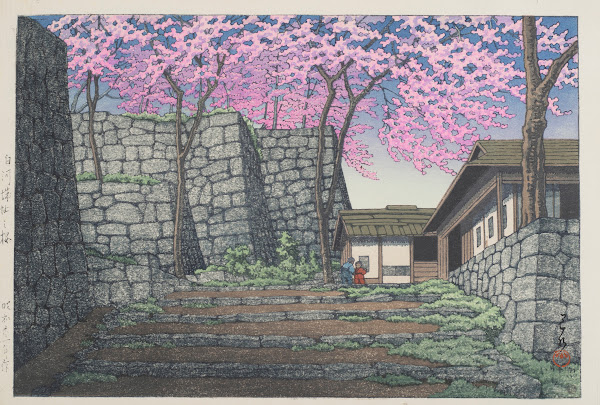 Shirakawajo ato no sakura Cherry blossoms at the ruins of Shirakawa Castle 1946