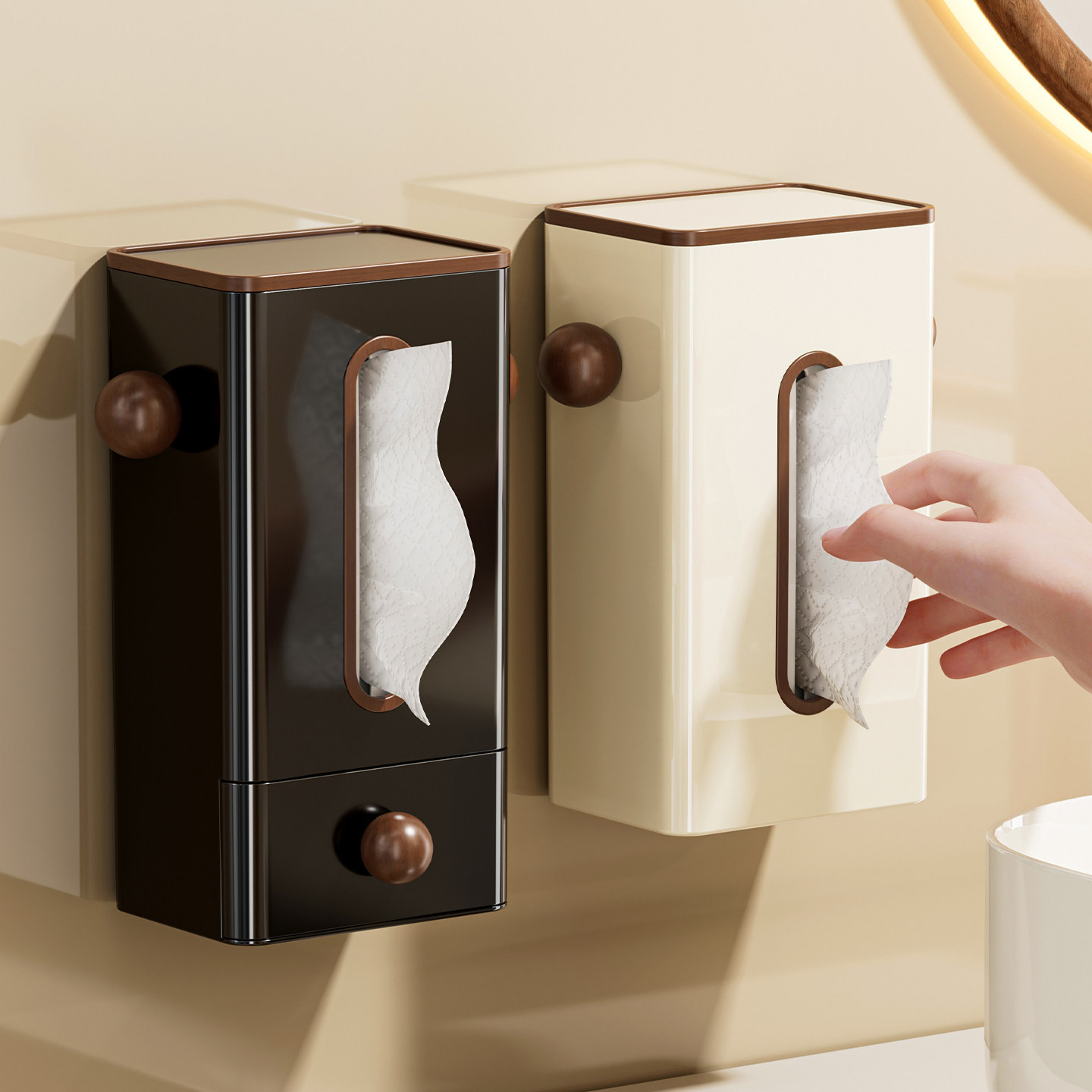 Wall-mounted cosmetic tissue box, plastic