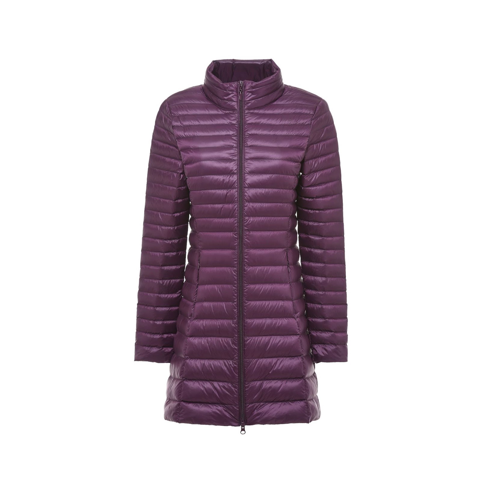 Women’s down coat, mid-length, standing collar