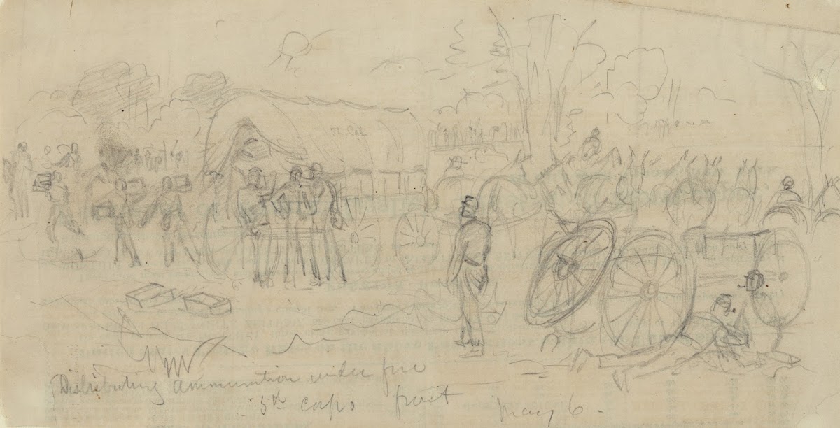 Distributing ammunition under fire 5th corps front May 6 1864