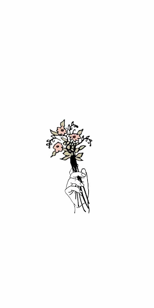 Flower, Bouquet, Hand, Minimalist iPhone Wallpaper Background
