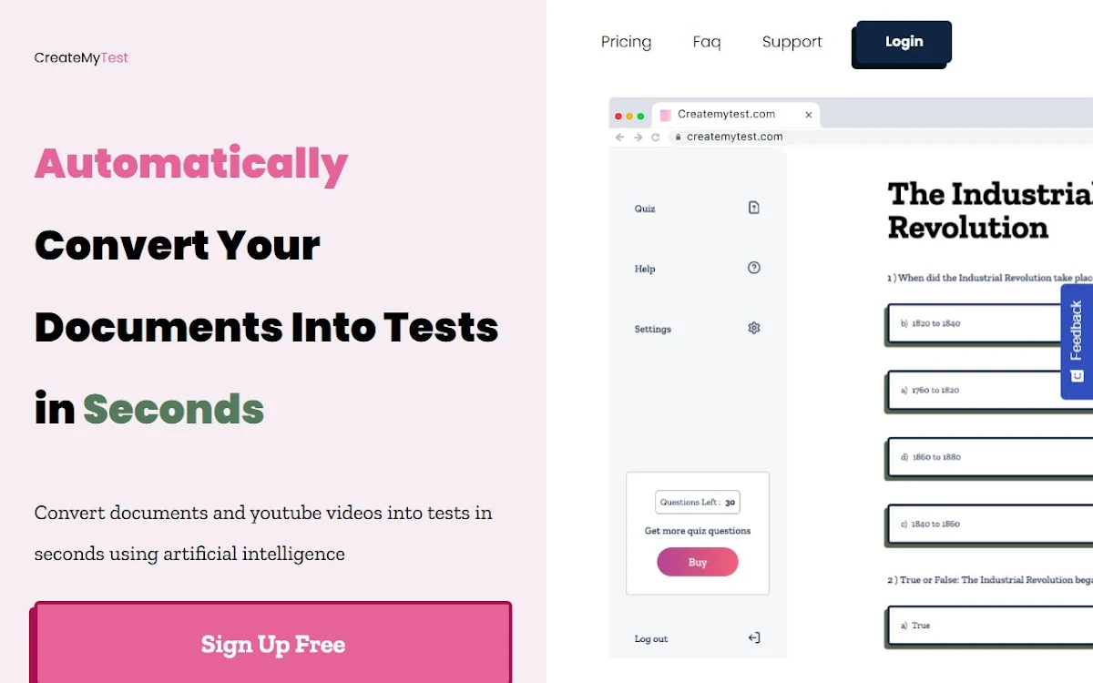 Captura de Create my test
