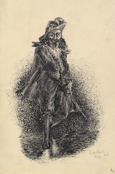 Männliche Kostümfigur den Degen ziehend 1881