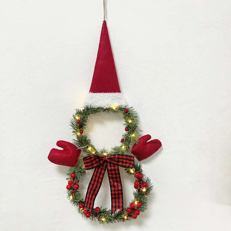 Christmas wreath with snowman motif