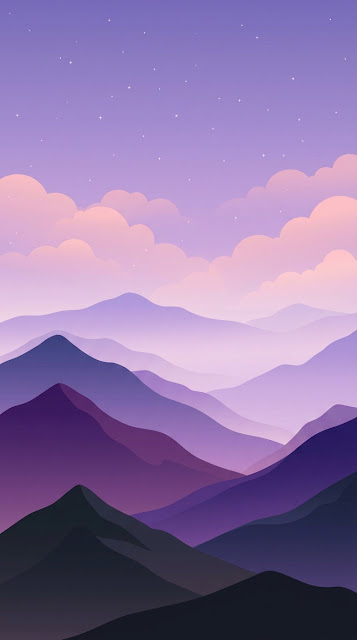 Abstract Minimalist Purple and Indigo Mountain Landscape - Free mobile Wallpaper