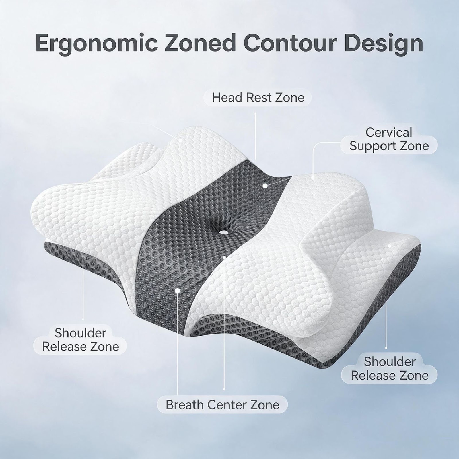 Neck Support Pillow Butterfly Shape Polyurethane