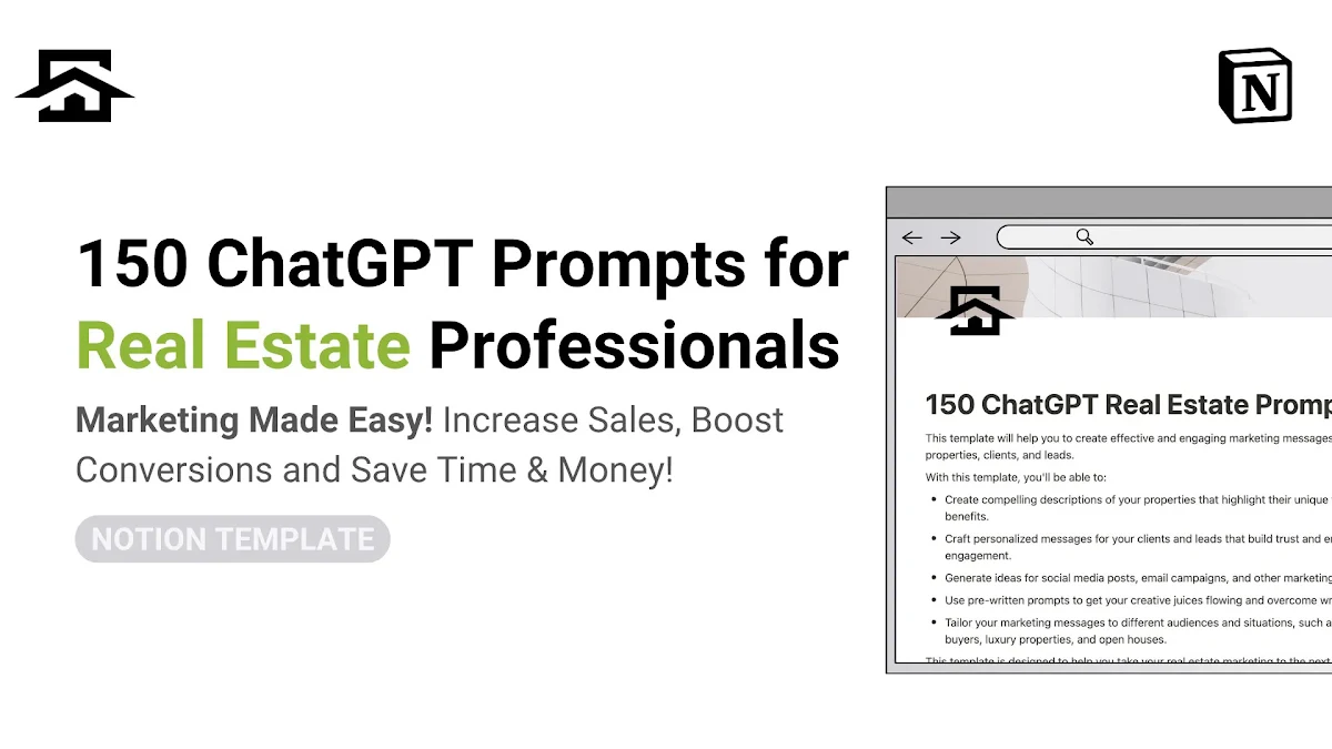 Captura de 150 ChatGPT Real Estate Prompts - Notion