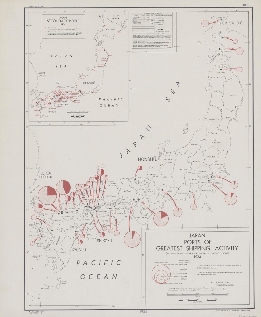 Japan  ports of greatest shipping activity 1934 1945