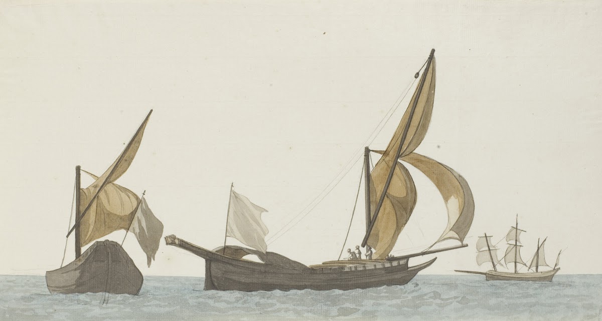 Drie schepen twee spéronares van Scilla en een tartanes 1778