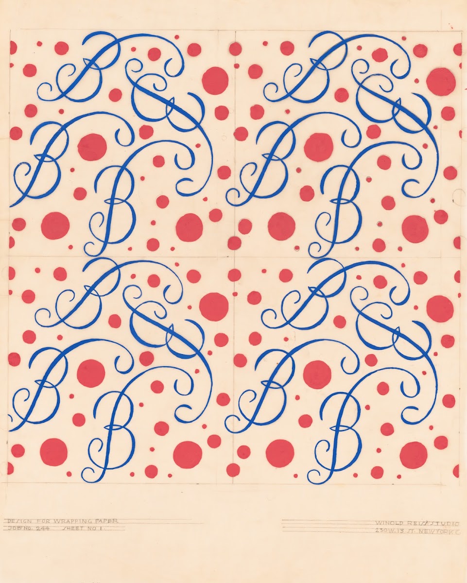 Graphic design drawings for Barricini Candy packages 1948