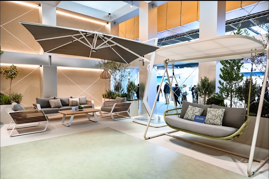 Outdoor rattan and patio furniture showroom at Canton Fair