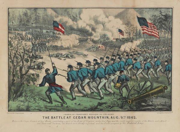 The battle at Cedar Mountain Aug 9th 1862 Charge of Crawfords Brigade on the rig