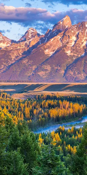 Mountain Range, River Scene, Forest View, Scenic Landscape 4K Wallpaper Background