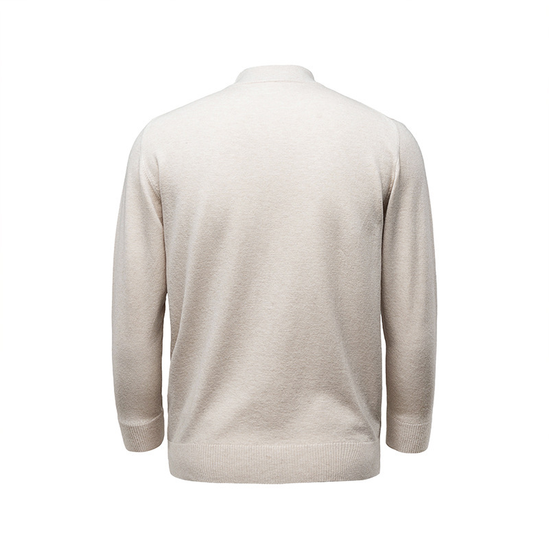 Herren-Strickpullover mit Stehkragen, einfarbig