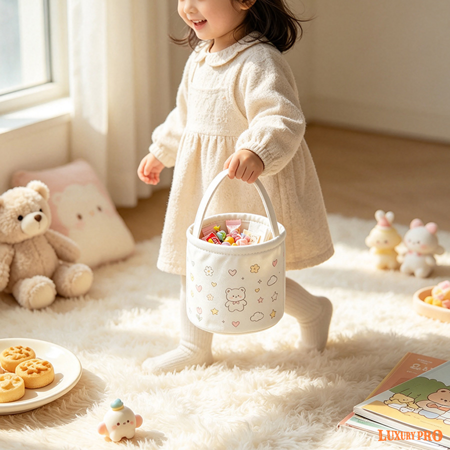 Halloween Color Block Handheld Basket‑Multicolor