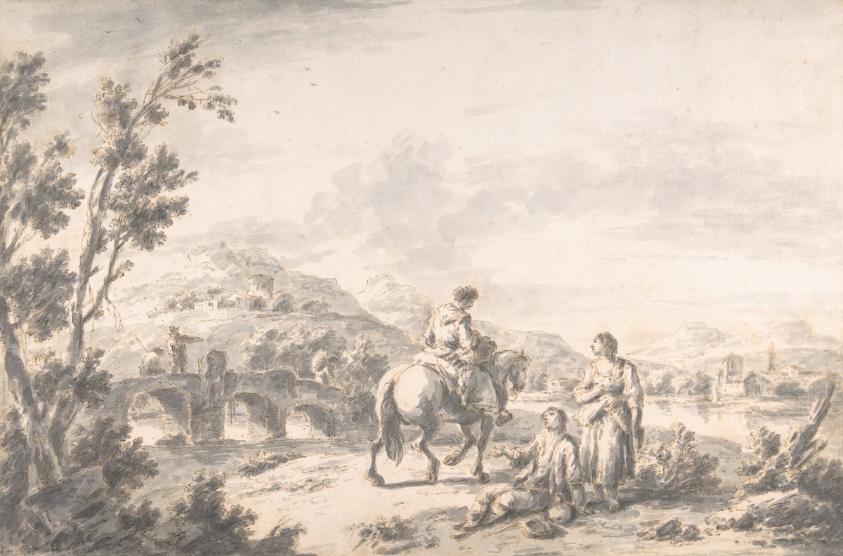 River Landscape with Two Mendicants and Other Figures 170984